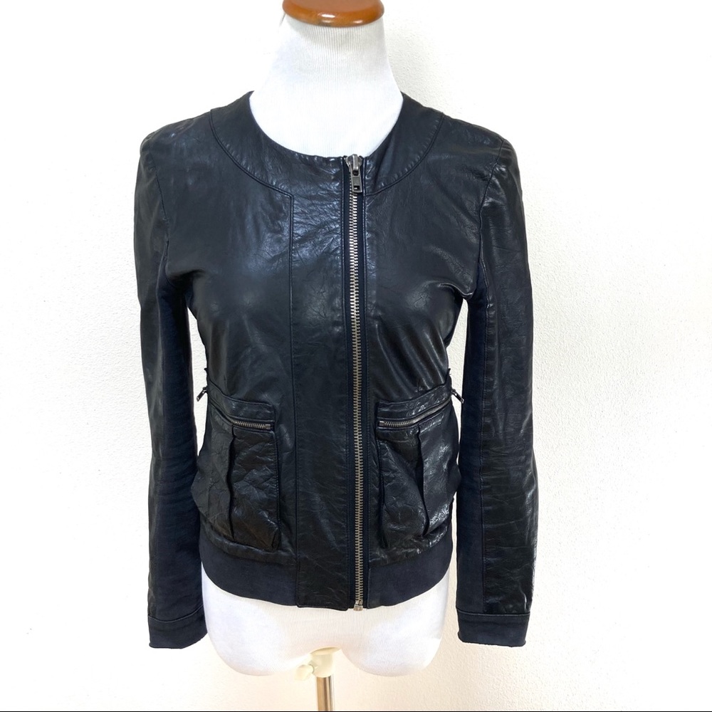A.L.C. Black Lamb Leather Moto Jacket Women’s Sz 2